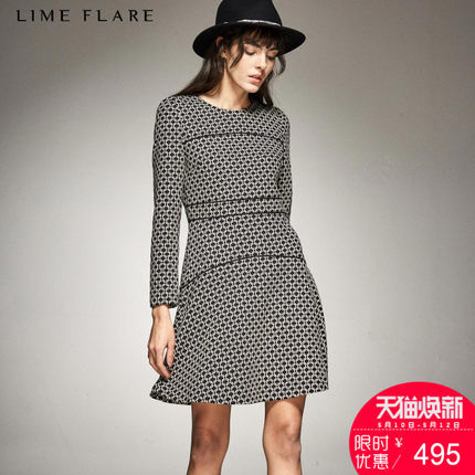 领券30元后465元-莱茵连衣裙女千鸟格中长款