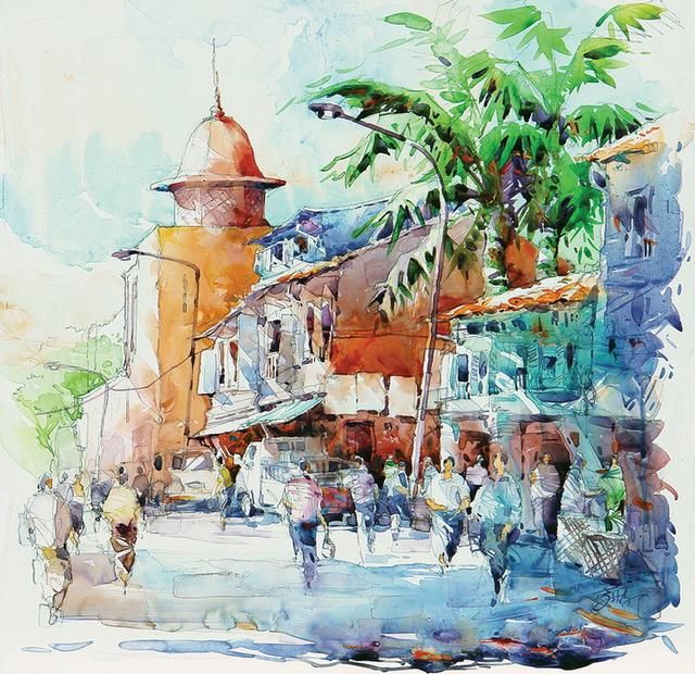 看了他的水彩风景画,让人流连忘返