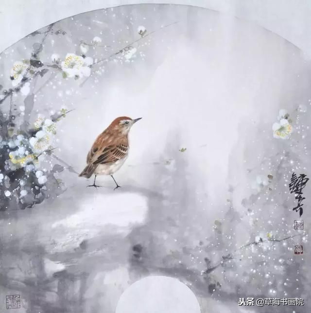 钟真国画麻雀作品