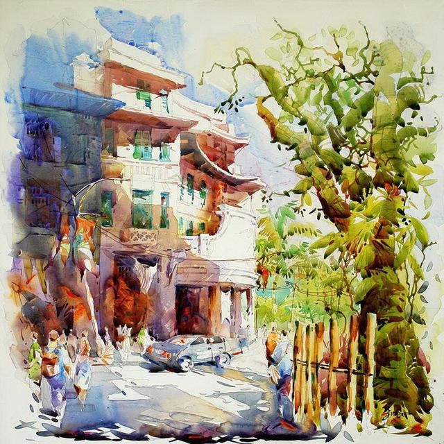 看了他的水彩风景画,让人流连忘返