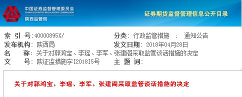 坚瑞沃能业绩变脸遭证监局警示 董事长郭鸿宝等4人被约谈