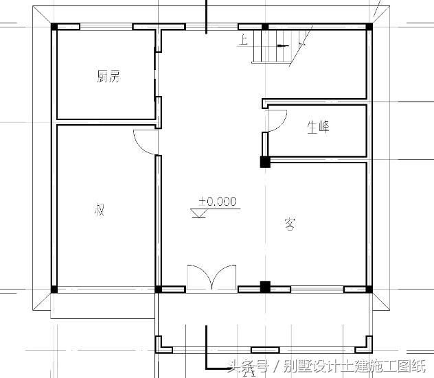三层新农村自建房设计图纸 第二套占地面积为12.3x10.