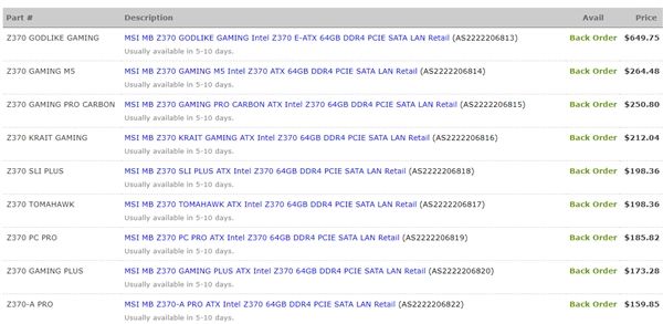 微星九款Z370主板集体亮相:终于看到价格