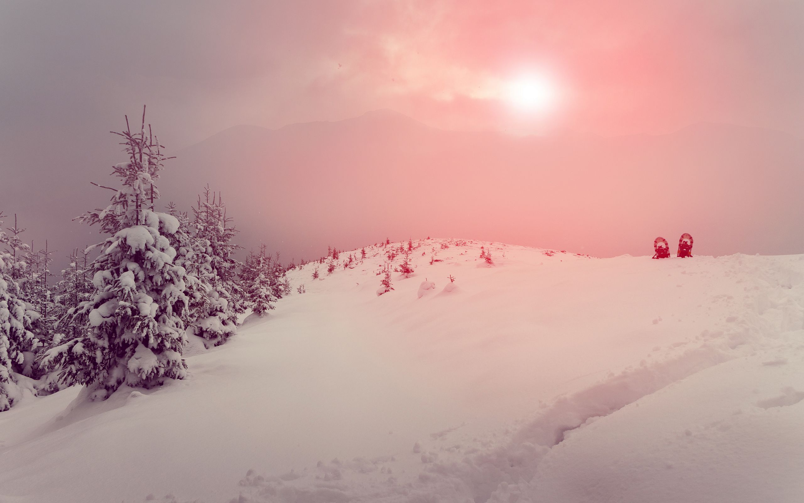 雪山夕阳风景图片5K壁纸,超级高清很适合设置