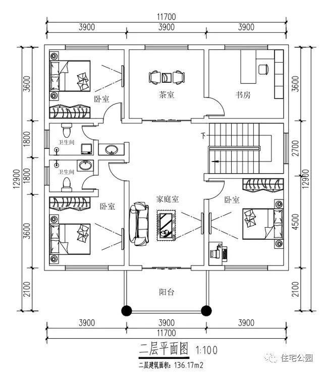 农村自建别墅13x20米，户型方正大气，2层6卧带车库，30万建好！