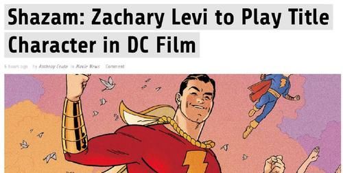 跨漫威DC的又一人扎克瑞·莱维出演《沙赞》
