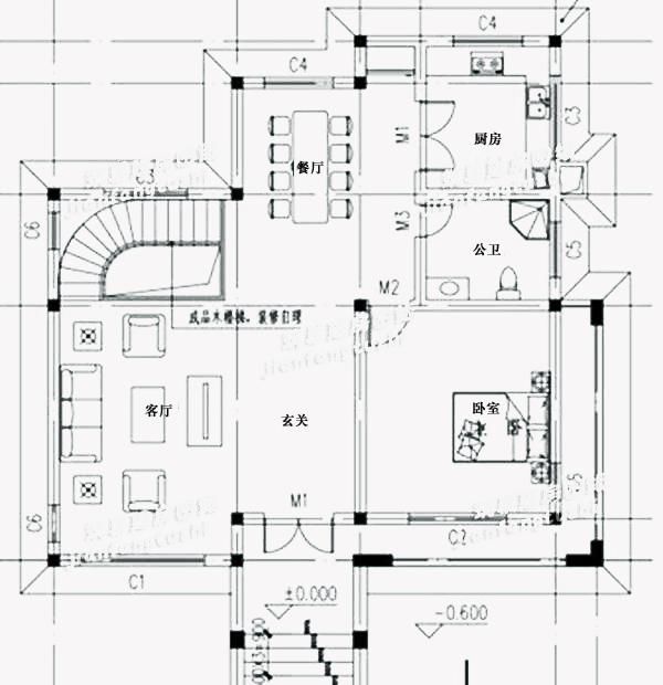 140平方米农村二层自建别墅图纸，双落地窗+挑空客厅，造价20万！