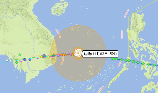 台风最新消息 台风路径实时发布系统:达维将