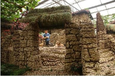 女子外出旅游参观博览会，发现一所怪房子，凑近看清后不禁惊奇了