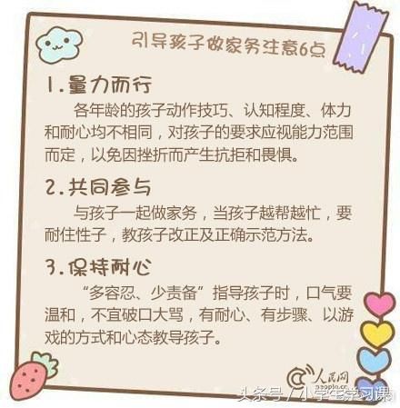 人民日报出：儿童家务年龄对照表！舍不得用孩子才是害了他！