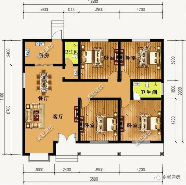 给我一套一层超大田园风农村别墅，蓝天依偎着白云，而我在等你！