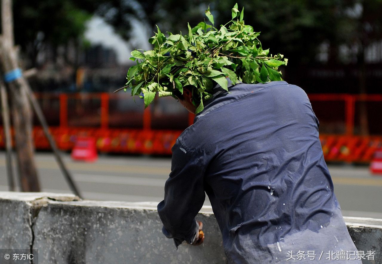 40度高温下干活的农民工，汗流不止，没有天价合同，活得很开心