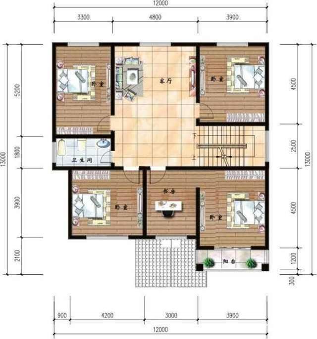 12X13米三层带车库别墅，实用性极强外形简约不简单，村长都点赞