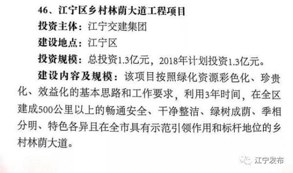 2018年江宁将建设49个重大项目 总投资1261.4亿元