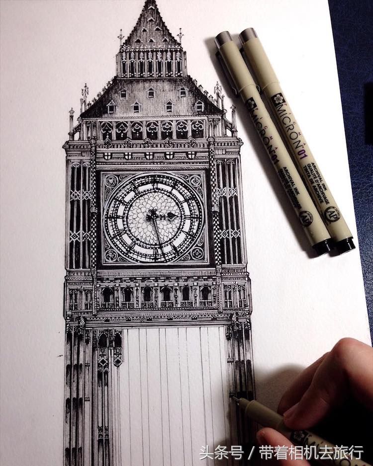 犹如 扫描仪 ,泰国少女用水笔还原世界著名建筑