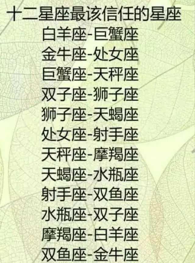 星座】白羊座最该信任巨蟹座金牛座最该信任处女座双子座射手座b型血男属龙图片