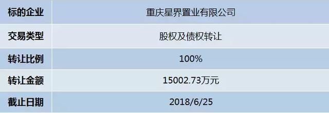 重庆星界置业有限公司100%股权及21651.85万元债权