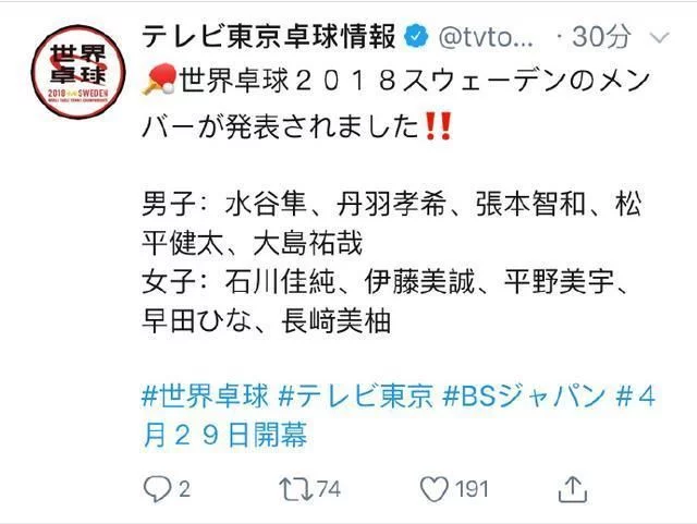 日本队公布世乒赛参赛名单:辱华名将回归 日本队公布世乒赛参赛名单:辱华名将回归