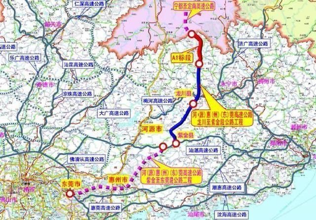 广东正全力修建河惠莞高速公路,全长156公里,