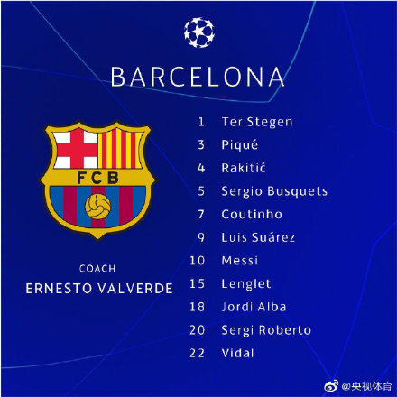 欧冠半决赛首回合 巴萨VS利物浦首发:库蒂尼奥