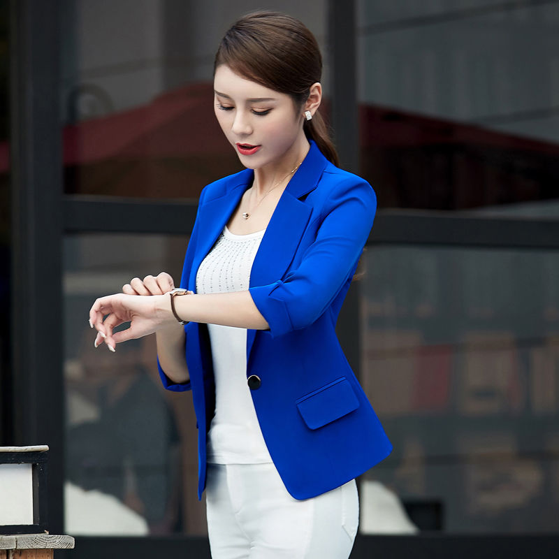 小西装女外套2018春夏新款七分袖职业修身女