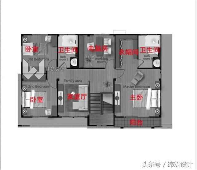 农村矩形宅基地，方正户型两层自建房，造型不单调，附带平面图