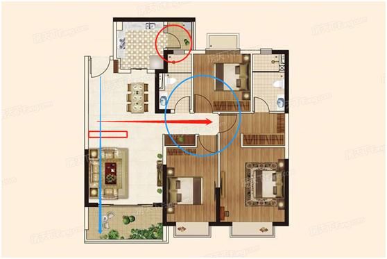 购房指南：连廊中间户型到底好不好：连廊结构3居室户型风水分析