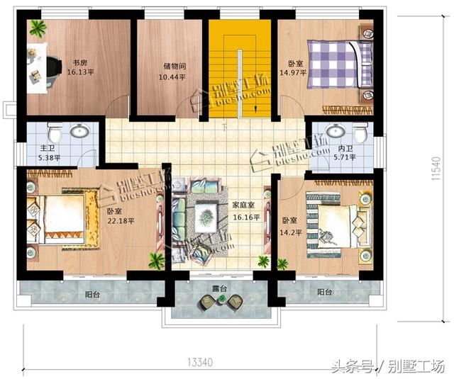 13.34X11.54m二层别墅带老人房设计,你养我长大,我陪你变老!
