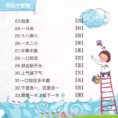 100个字谜，跟孩子一起来猜猜，快乐学习汉字！