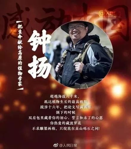 2018年感动中国年度人物钟扬,在生命禁区灌