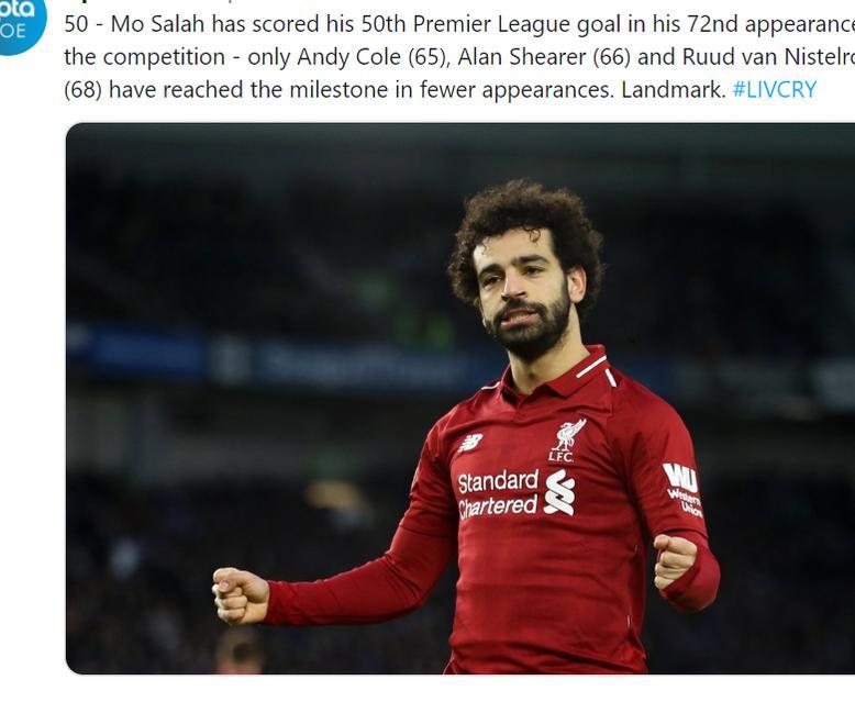 强!萨拉赫一战立多项里程碑,联赛16球仅次梅西