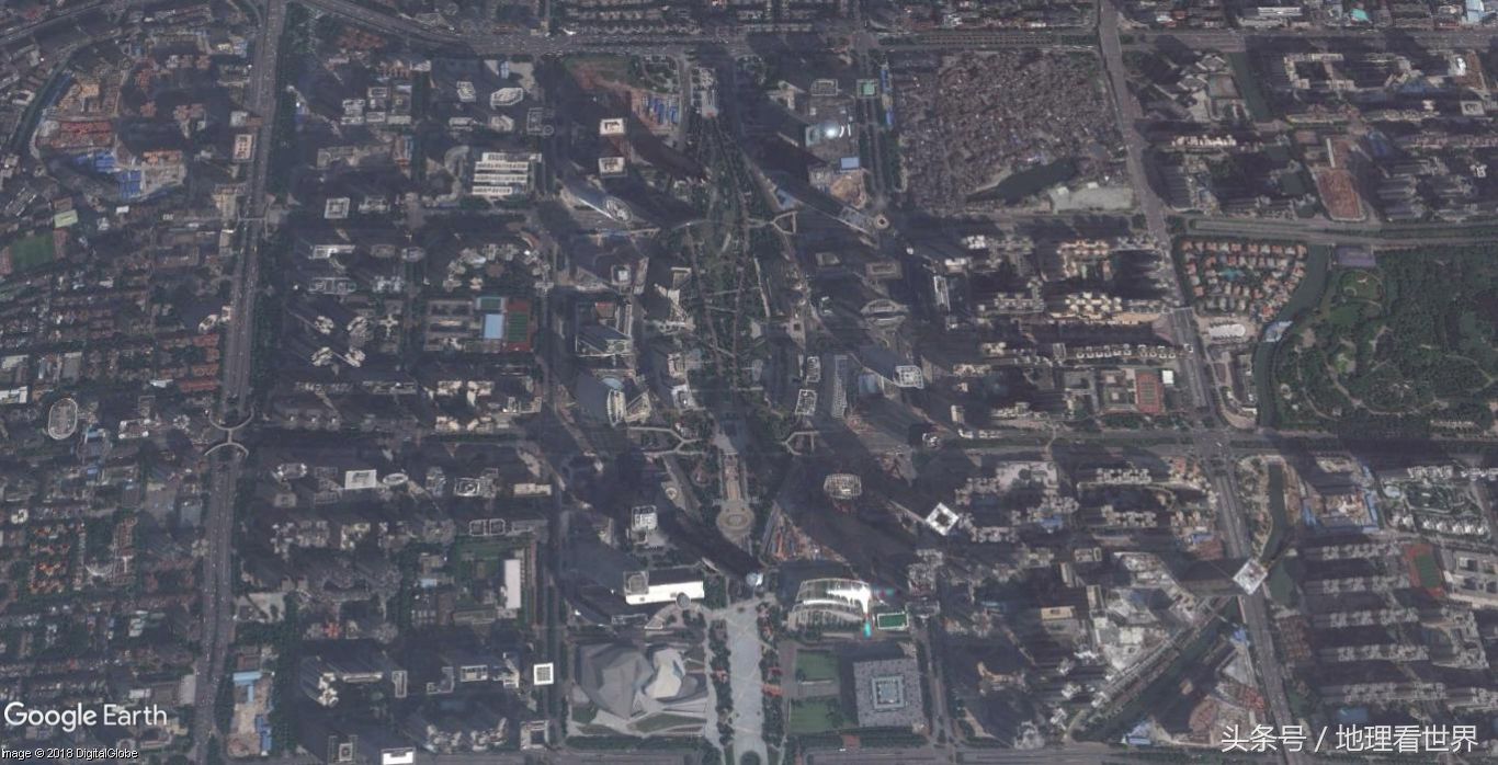 广州天河中央商务区18年变化高清特写卫星地图